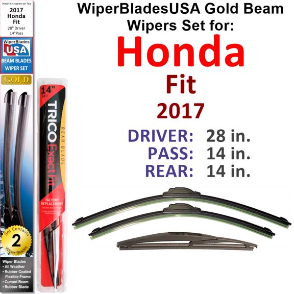 2017 Honda Fit Beam Wiper Blades Wipers WBUSA (Set of 3) w/Rear Wiper