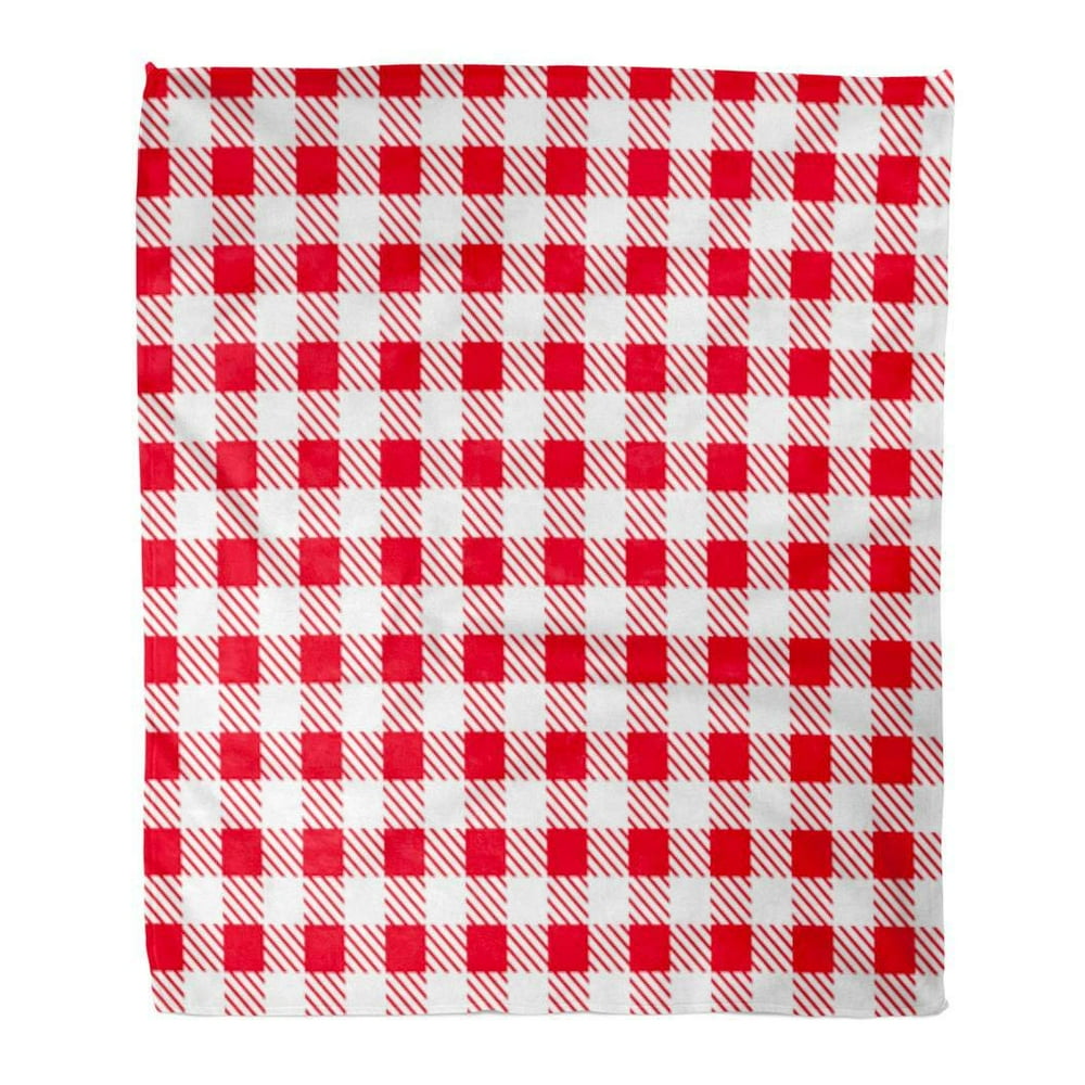 ASHLEIGH Flannel Throw Blanket Plaid Pattern Printing Red and White
