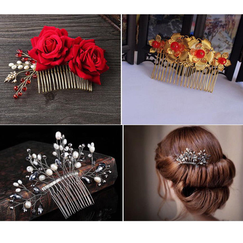 10x Metal Hair Clips Hair Comb Barrette DIY Bridal Hair Accessories Findings 