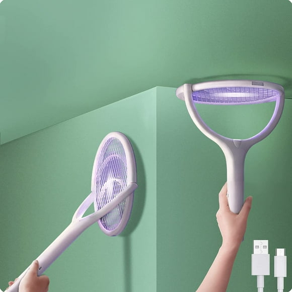 Zshan Rechargeable Rotating Head Electric Insect Racket, Electric Mosquito Racket, Electric Fly Swatter, Anti Mosquito Lamp, Anti Wasp Fly Repellent, Fly Catcher, Fly Killer