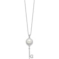 thumbnail image 2 of Sterling Silver Rhod-Plated Pearl/Cz Key With Heart W/2In Ext Necklace (Width 1.2) (Length 20) - Jbsp, 2 of 5