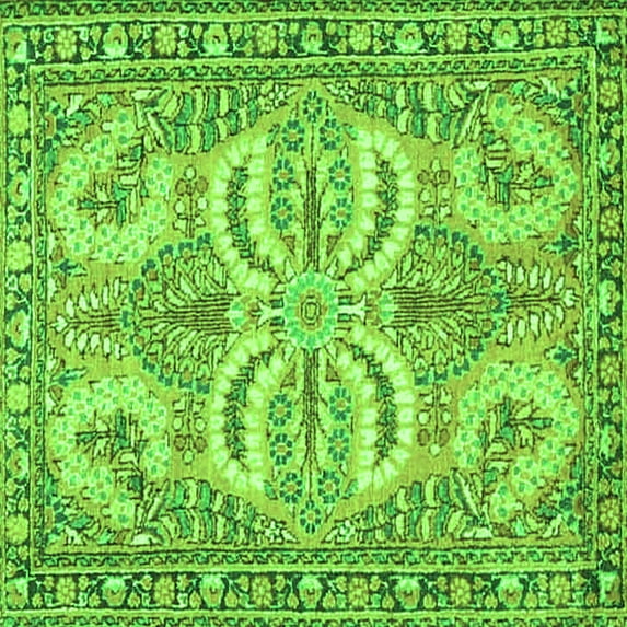 Ahgly Company Indoor Square Persian Green Traditional Area Rugs, 6' Square