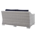 thumbnail image 6 of Modway Conway Modern Rattan & Fabric Outdoor Loveseat in Navy/Light Gray, 6 of 10