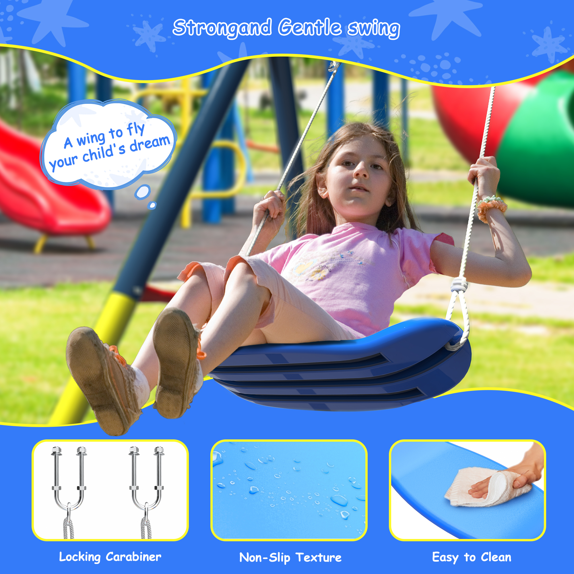 Mersco 2-in-1 Backyard Swing Set with Saucer and Seat photo 2
