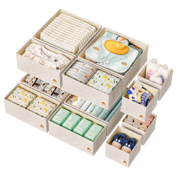 Organizador de cajones ZenStorage Linen Nursery, paquete de 12, color beige