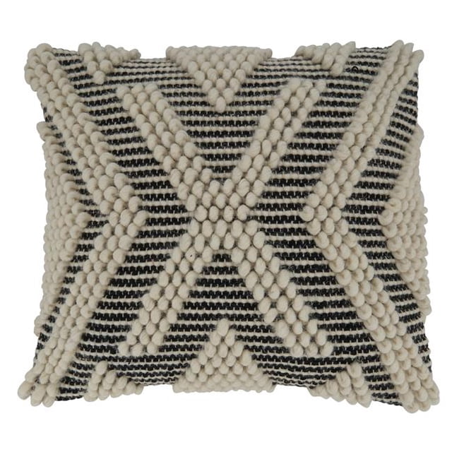 Saro Lifestyle 5132.BW18SP 18 in. Arrow Woven Square Poly-Filled Pillow, Black & White