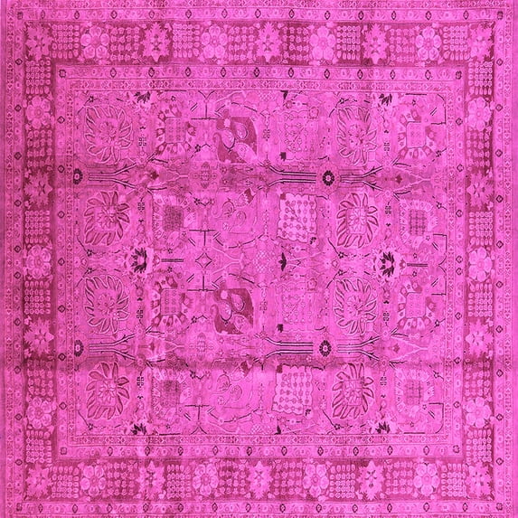 Ahgly Company Indoor Square Oriental Pink Industrial Area Rugs, 3' Square