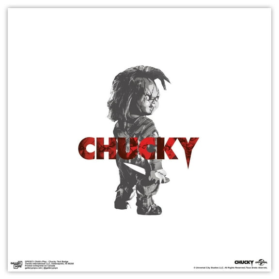 Gallery Pops Child's Play - Chucky Text Badge Wall Art, Unframed Version, 12" x 12"