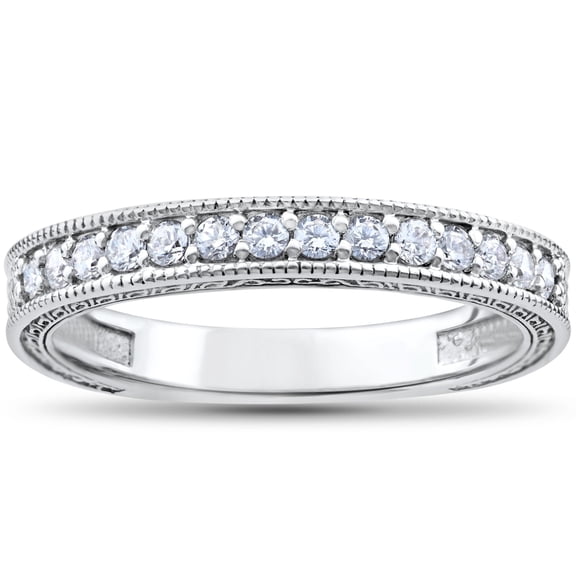 Pompeii 1/2ct Vintage Diamond Wedding Ring 14K White Gold (G/H,I1-I2)