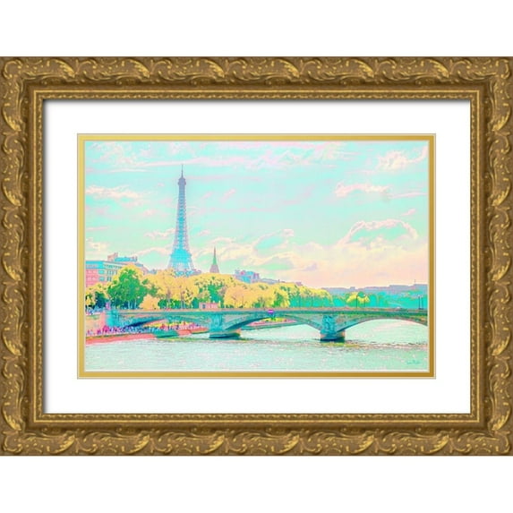 Murdock, Ramona 14x11 Gold Ornate Wood Framed with Double Matting Museum Art Print Titled - Pastel Paris