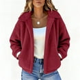 thumbnail image 3 of QATAINLAV Women's Fashion Winter Coats Sherpa Fleece Faux Fur Jackets Warm Outerwear Fashion Clothing with Pockets, Red, M, 3 of 9