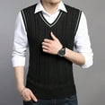 thumbnail image 2 of Odeerbi Sweater Vest for Men 2025 Casual Knitted Cotton V-Neck Vest Pullover Sleeveless Sweater Tops Blouse White, 2 of 5