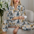 thumbnail image 6 of Honeii Llama and Cactus1 print Women's Pajama Sets Long Sleeve Button Down Sleepwear Nightwear Soft Pjs Lounge Sets-Small, 6 of 7