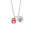 thumbnail image 2 of Delight Jewelry Acrylic Small Paw Red Silvertone Script Initial Disc - P - Charm Necklace, 20"+3", 2 of 4