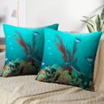 thumbnail image 3 of LALILO Throw Pillow Covers Shy Shark Cat Shark Swimming Coral Reef Cushion Cover 18" x 18", 2880 Pack, 3 of 6