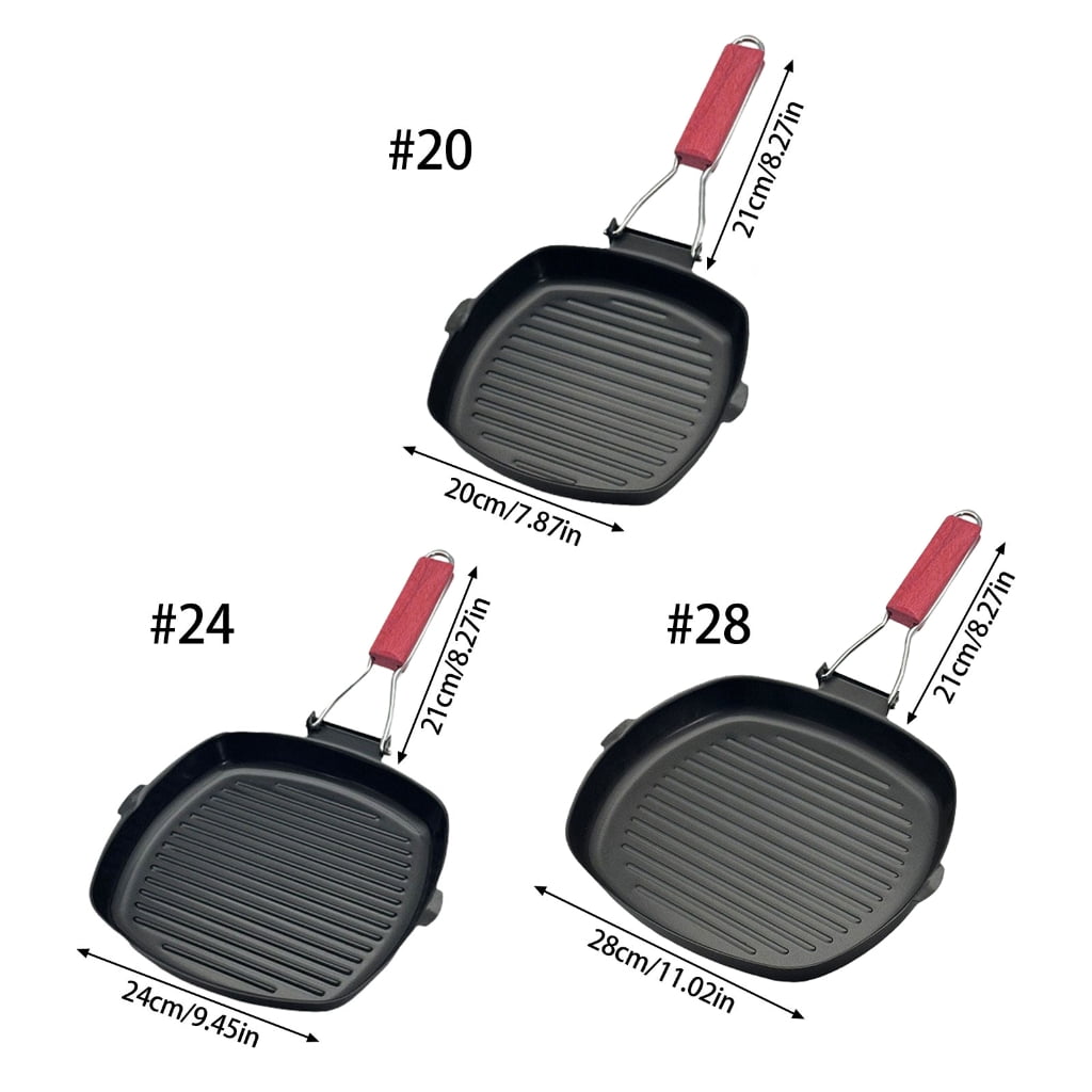 Large Nonstick Grilling Pans Foldable Dish Pans Steak Pans Refined Iron Texture Suitable for Stovetops Easy Cooking
