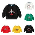 thumbnail image 3 of Odeerbi Kids Boys Girls Cotton Crewneck Sweatshirts Fall Winter Airplane Print Pullover Sweatshirt 2-10 Years Fashion Long Sleeve Sweatshirt Top Kids Clothes Black, 3 of 3