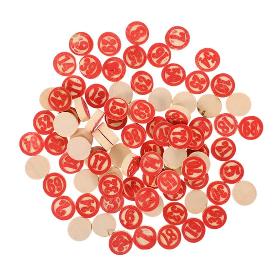 Soimiss Wood Bingo Chess Pieces Set for Game Replacement with Red Color and Number Design 2 Sets