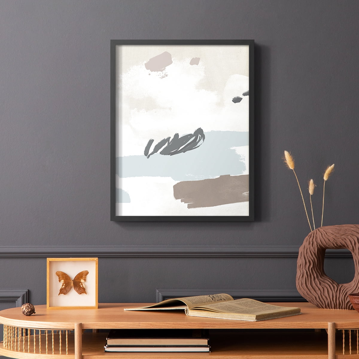 Neutral Wash II Framed Print in Black Solid Wood Framed Print No Nail Hanging