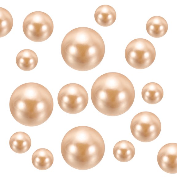 Uxcell 150Pcs Faux Pearl for Crafting, 8/14/20mm No Hole Round Pearls Beads, Rose Gold