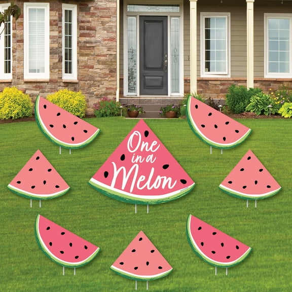 Big Dot of Happiness Sweet Watermelon - Yard Sign and Outdoor Lawn Decorations - Fruit Party Yard Signs - Set of 8