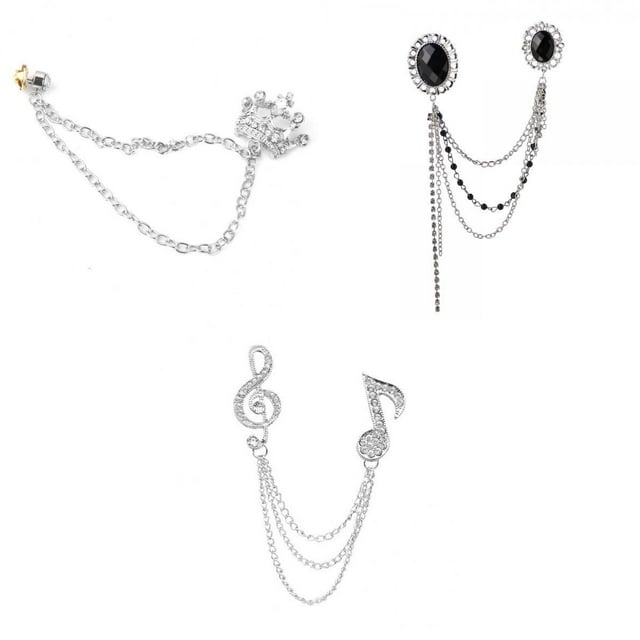 3 Piezas De Música Símbolo De Cristal Mujeres Hombres Cadena Broche Pin Ramillete Regalos Hugo Hombres Mujeres Broche Pin