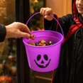 thumbnail image 3 of Halloween Decorations Smile Face Plastic Candy Bucket with Handle for Trick or Treat Party Favors Snack Storage Daily Home Decor and Kids Activity, 3 of 4