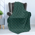 thumbnail image 3 of Ambesonne Art Deco Fleece Throw Blanket Teal Vintage Line Shells 60"x80" Teal and Sand Brown, 3 of 5