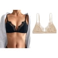 thumbnail image 1 of piezas Bralette ajustable elegante de moda transpirable encaje triángulo sujetador para la vida diaria Color de piel y negro M, 1 of 6