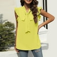 thumbnail image 6 of MESSUEN Sleeveless Shirts for Women Front Tie Top V-neck Flounce Tank Tops for Women Casual Solid Chiffon Blouses Ruffle Elegant Vest Women’s Tops Women's Shirts Blouses Yellow L, 6 of 9