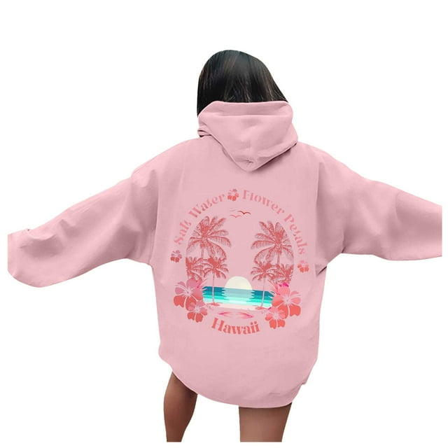 WEAIXIMIUNG Ensembles de Sweat-Shirts Raccourcis pour Femmes Sweat à Capuche Imprimé Lettres Manches Longues avec Poches