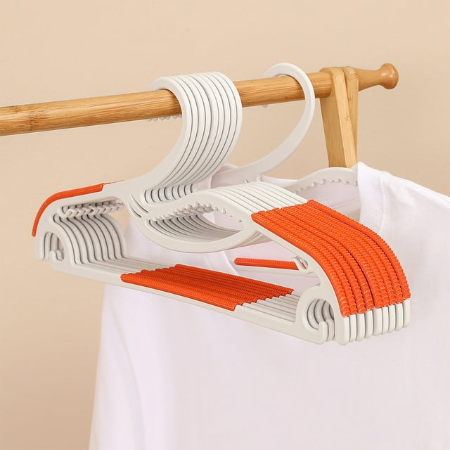 Non-Slip Hangers, 10-Pack Plastic Clothes Hangers, Space Saving Drying Rack for Wardrobe, Anti-Slip Shoulder Hooks