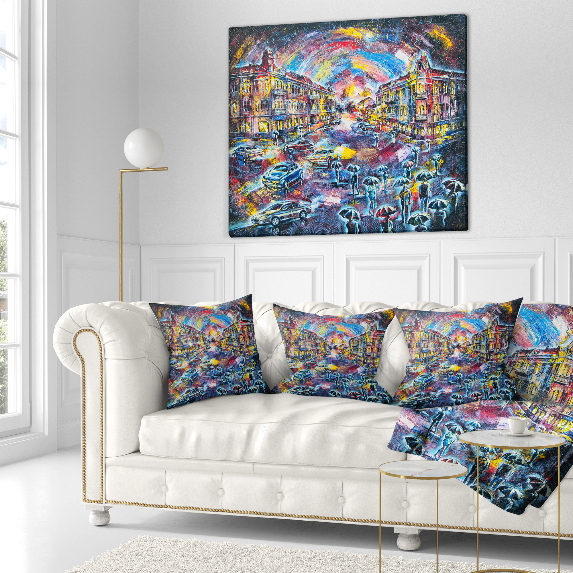 Designart Surreal City at Night - Cityscape Throw Pillow - 16x16