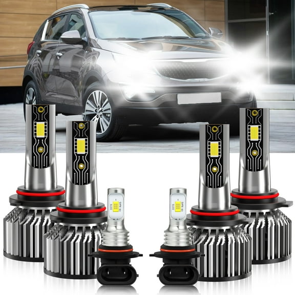VEHIFOMO Compatible for Kia Sportage 2017-2022 6x Combo LED Headlight High Low Bulb   Fog Lamp 6500K