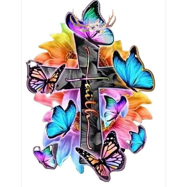 Wdftyju 5D Kit Rhinestone DIY Mariposa en Cruz Full Round Drill Diamond Painting Craft Wdftyju 5ve9ne3dz9yh4mu2
