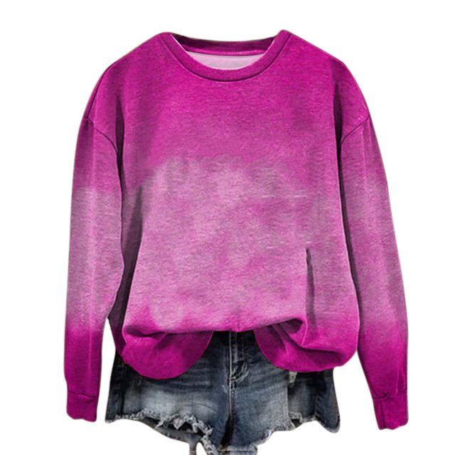 Pisexur Chandail en Molleton pour Femmes Dégradé Col Rond Chandail en Molleton Ample Surdimensionné Automne Mode Décontracté Pull-Over Manches Longues pour Femmes