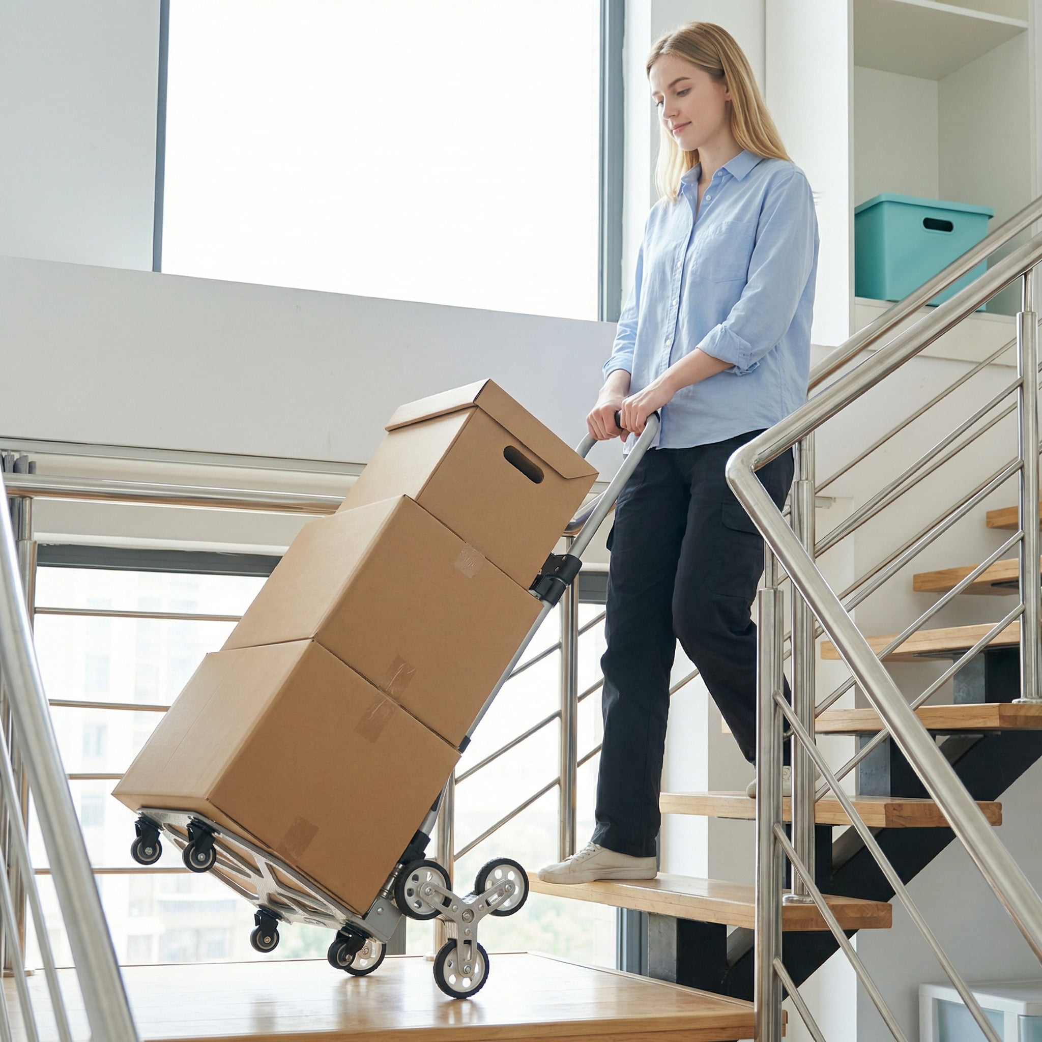 Takira Stair Climbing Cart - Heavy Duty Hand Truck with Silent Wheels for Stairs & Flat Surfaces.