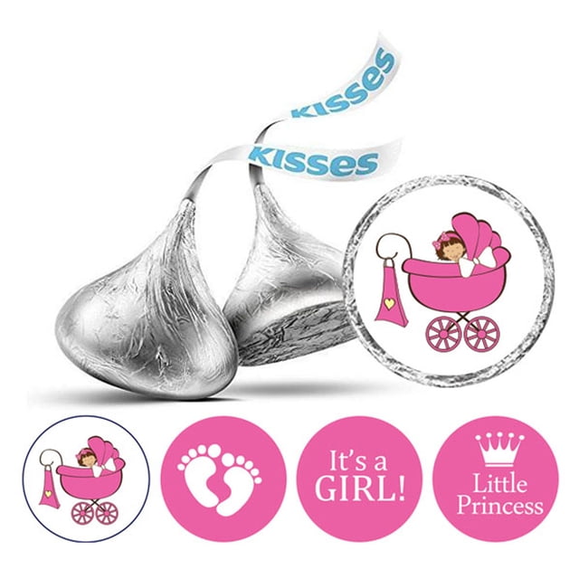 Darling Souvenir 190 Pcs DIY Candy Chocolate Labels Its A Girl Theme Stickers-Light Pink