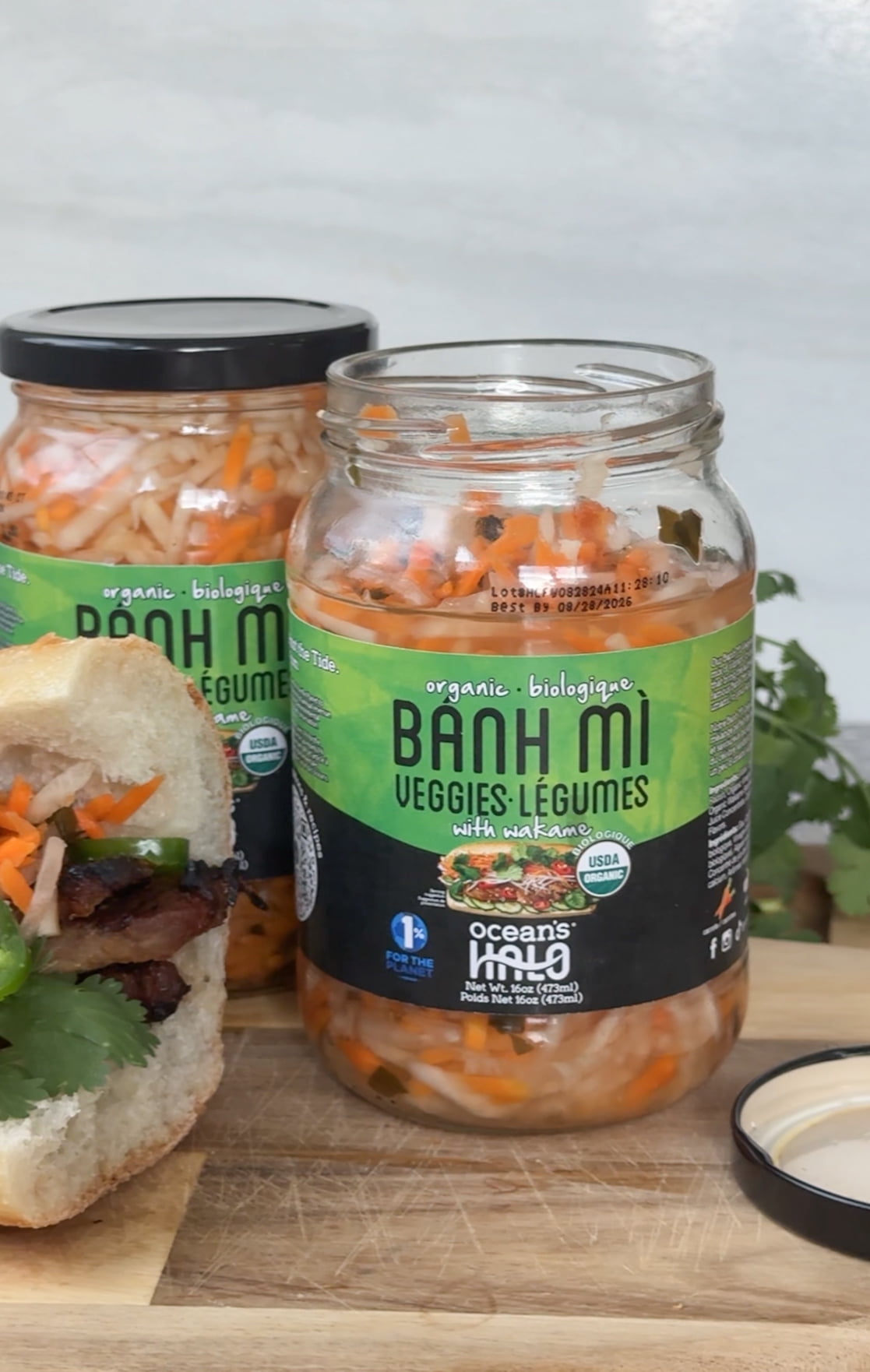 Ocean's Halo Organic Banh Mi Veggies, Crunchy Pickled Shredded Mixed Vegetables, Vegan, 16 oz.