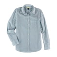 thumbnail image 1 of Aeropostale Camisa abotonada con bolsillo a rayas para mujer, azul, pequeña, 1 of 1