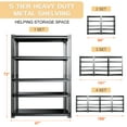 thumbnail image 6 of 5 Shelves Adjustable Storage Steel Wire Shelves Black,72" Tall Steel Wire Shelving Unit Heavy Duty Utility Racks for Garage Basement Kitchen Closet Oganization, 2000 lbs Capacity, 1PC, 6 of 14