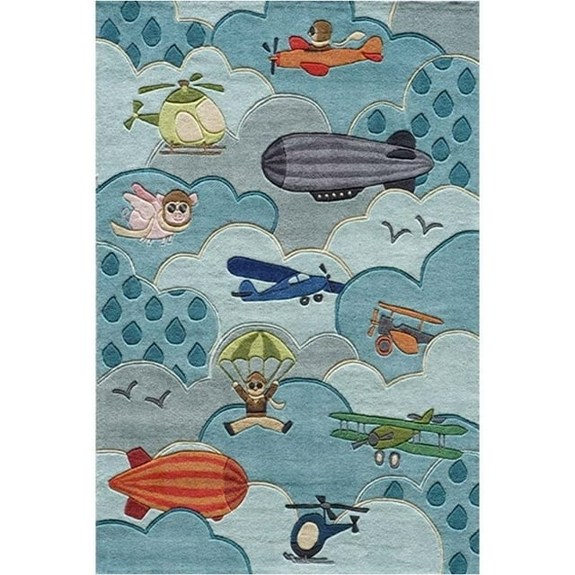 Momeni Lil Mo Whimsy 3' X 5' Contemporary Hand Tufted Rug in Sky