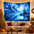 thumbnail image 3 of Mountain Lake Through Rocky Cave with Pine Trees, Majestic Fantasy Style for Nature Lovers, Mountain Wall Decor Housewarming Gift, Tapestry Wall Hanging for Bedroom and Dorm, 3 of 7