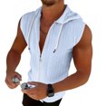 thumbnail image 2 of mdesiwst Men Hooded Zip-up T-Shirt Jacquard Sleeveless Hoodie Tee Stylish Textured Summer Tank Top for Gym Street Party Holiday, 2 of 8