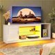 thumbnail image 1 of LLXINGS Glossy Fluted TV Stand for 65 Inch TV, Gaming LED Entertainment Center with Cabinet for PS5 Xbox, TV Console with Adjustable Glass Shelves for Living Room Bedroom, Bright White, 1 of 15