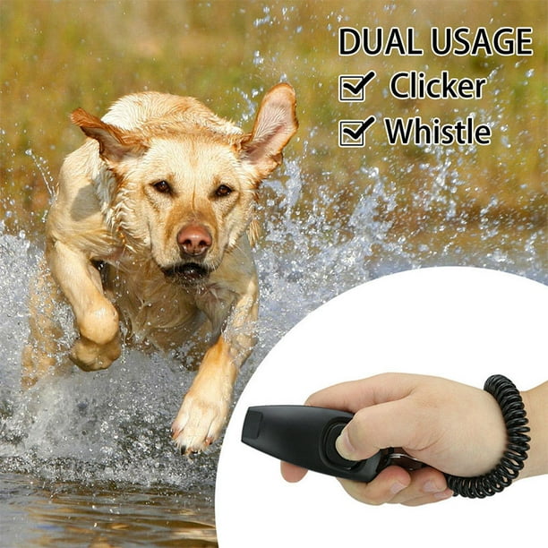 2in1 Black Dog Pet Puppy Cat Training Clicker & Whistle Click Trainer Obedience