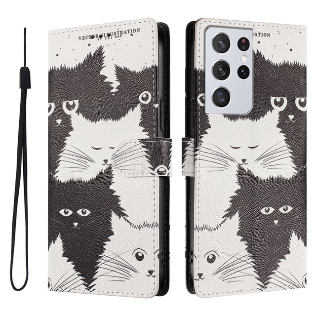 FOXDOCK Funda Tipo Cartera para Samsung Galaxy S21 Ultra con Soporte y Correa – Diseño de Patrones Lindos