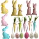 thumbnail image 2 of 1 juego de tela de conejos de Pascua, zanahorias, huevos de algodón coloridos, 2 of 4