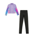 thumbnail image 3 of HULIJA Kids Girls 2 Pieces Athletic Outfits Long Sleeve Zipper Jacket with Sport Leggings Tracksuit Purple 6, 3 of 5