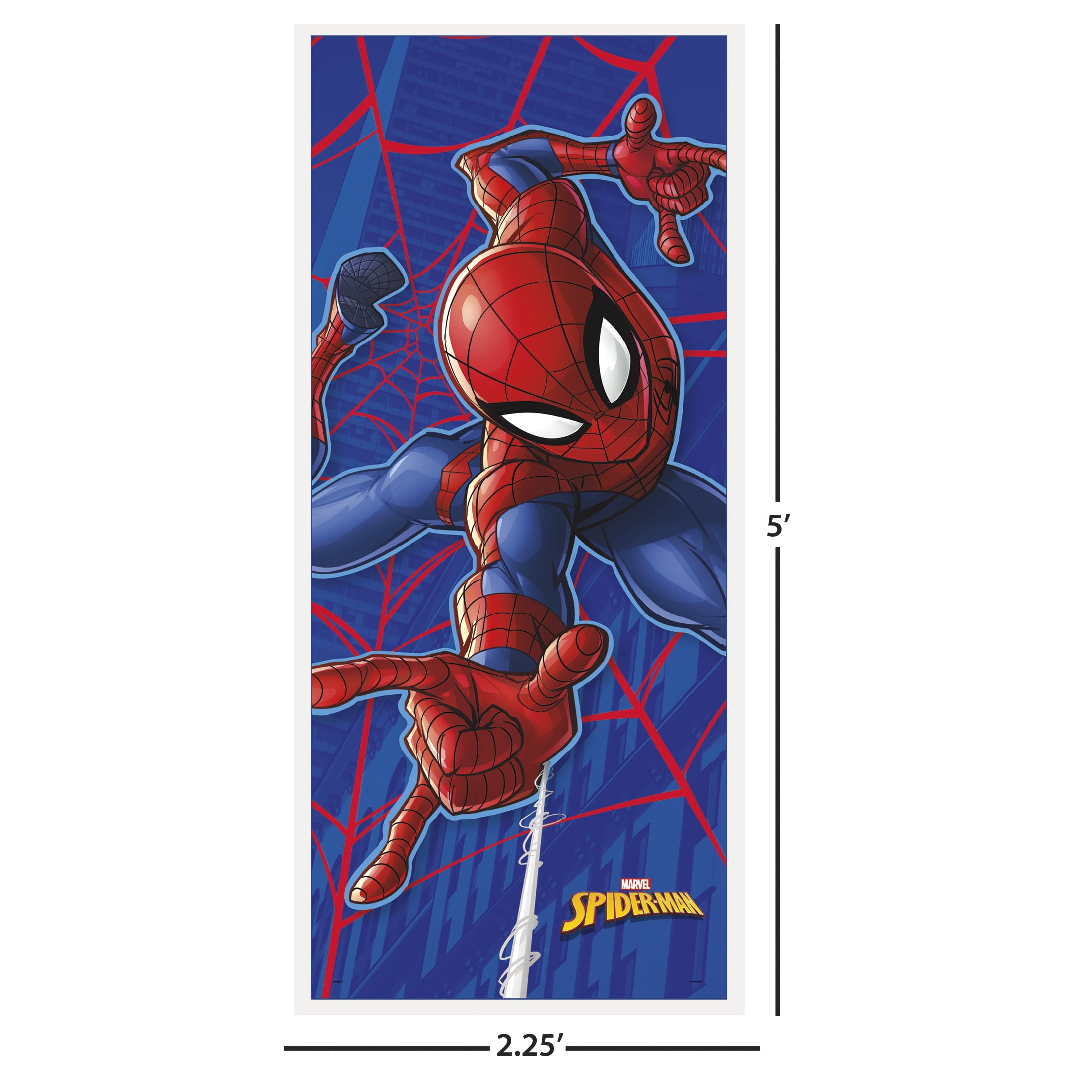Plastic Spiderman Birthday Door Poster, 5ft x 2.25ft
